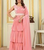 Pink Casual Lehenga Style Saree for Women