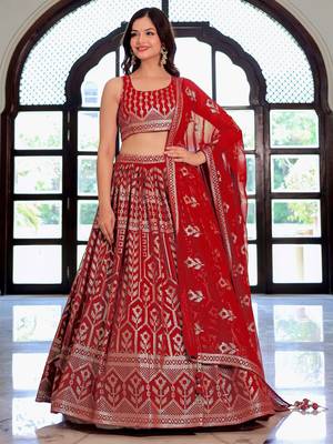maroon sequins georgette lehenga set choli with dupatta with dupatta 1