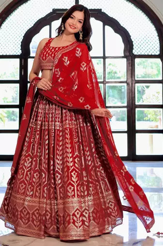 maroon sequins georgette lehenga set choli with dupatta with dupatta