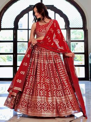 maroon sequins georgette lehenga set choli with dupatta with dupatta 3