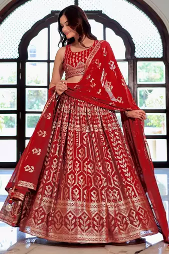 maroon sequins georgette lehenga set choli with dupatta with dupatta