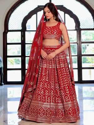 maroon sequins georgette lehenga set choli with dupatta with dupatta 4