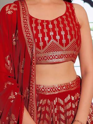 maroon sequins georgette lehenga set choli with dupatta with dupatta 8