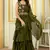 Designer Ruffle Work Georgette Ready To Wear Green Lehenga Style Saree With Stitched Blouse And Waist Belt-Free Size