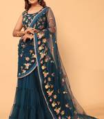 ready to wear beautiful & gorgeous lehenga net embroidery lace saree with floral embroidery stitched blouse- free size