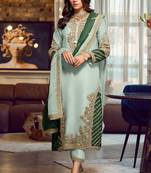 Lime green georgette pakistani salwar suit with dupatta