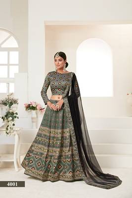 Multicolor printed silk semi stitched lehenga choli 1