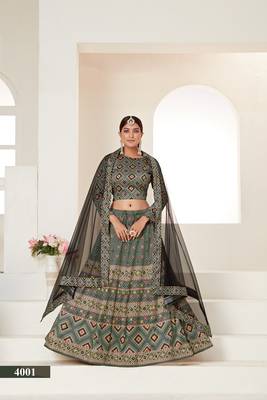 Multicolor printed silk semi stitched lehenga choli 3