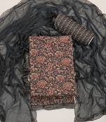 Grey cotton sequins casual unstitched suit