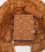 Mustard cotton sequins casual unstitched suit