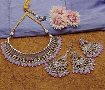 Indian bollywood tradtional gold plated bridal ad/cz choker wedding earring necklace jewellery set 1