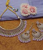 Indian bollywood tradtional gold plated bridal ad/cz choker wedding earring necklace jewellery set