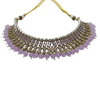 Indian bollywood tradtional gold plated bridal ad/cz choker wedding earring necklace jewellery set 2