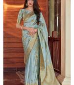 Blue Banarasi Soft silk blend Woven Saree