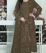 Mehendi embroidered faux georgette semi stitched salwar suit