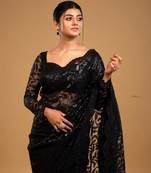 Black Color Soft Net Fabric C Pallu Sequance Embroidery Work Saree