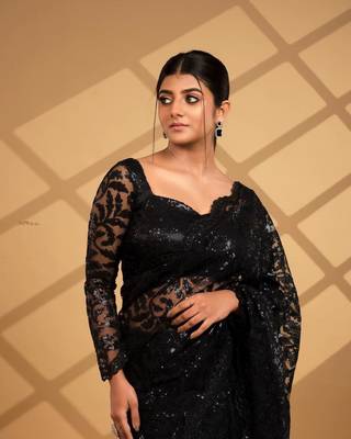 Black Color Soft Net Fabric C Pallu Sequance Embroidery Work Saree 4
