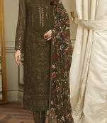 Mehendi embroidered faux georgette semi stitched salwar suit