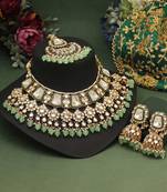 Parrot green color kundan necklace set
