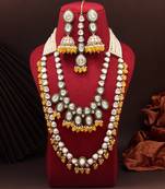 Yellow color kundan necklace set