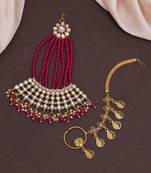 Multi color 1 piece of maang pasa and nose nath