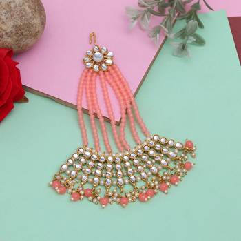 Peach color kundan maang pasa 1