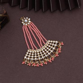 Peach color kundan maang pasa 2