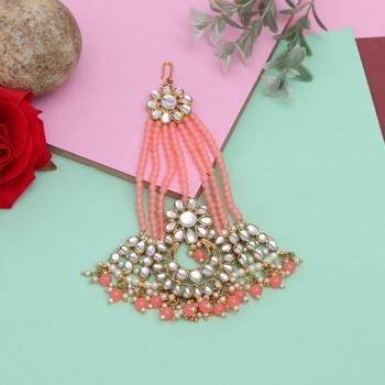 Peach color kundan maang pasa 1