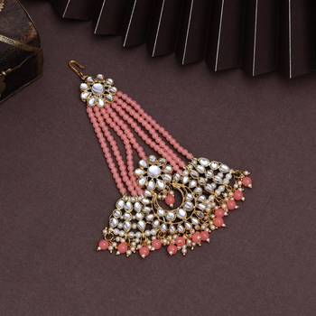 Peach color kundan maang pasa 2