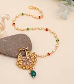 Green & maroon color nose nath