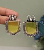 Yellow color monalisa stone oxidised earrings