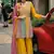 Yellow Embroidered Chinon Anarkali Salwar Suit With Bottom