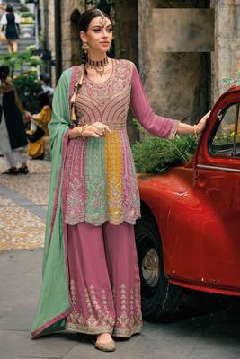 Jiya silk blend Embroidered Multicolor Anarkali Salwar Suit 1