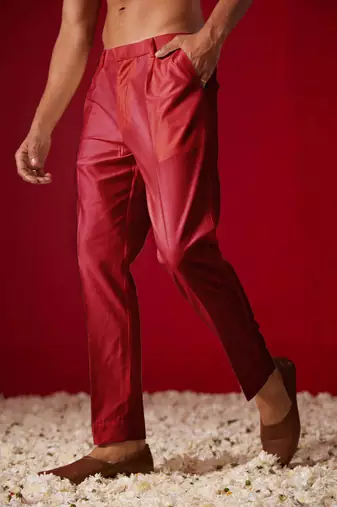 Maroon Viscose Pant Style Pyjama