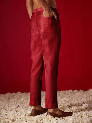 Maroon Viscose Pant Style Pyjama 3