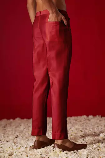 Maroon Viscose Pant Style Pyjama
