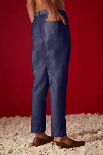 Navy Blue Viscose Pant Style Pyjama