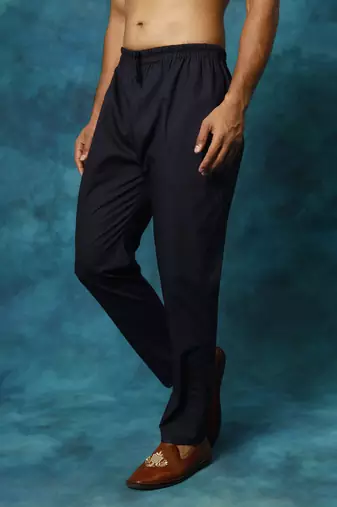 Navy Blue Cotton Pant Style Pyjama