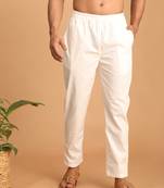 Cream Cotton Plain Pant-Style Pyajama 