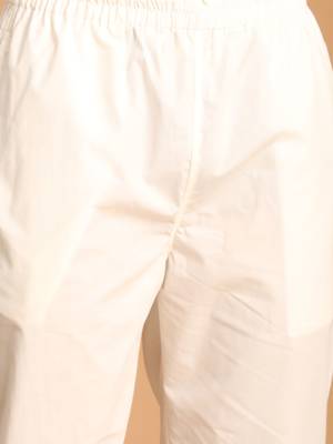 Cream Cotton Plain Pant-Style Pyajama  4