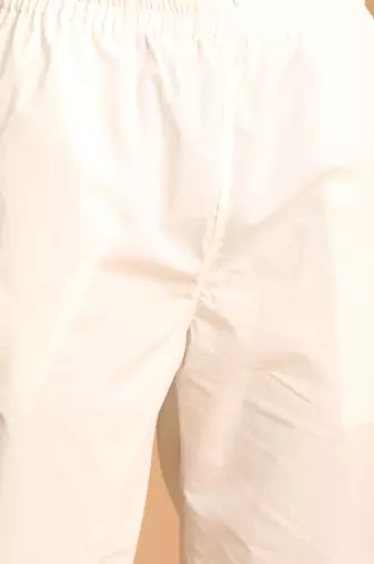 Cream Cotton Plain Pant-Style Pyajama 