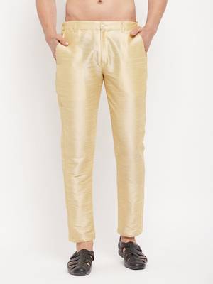 Gold Silk Blend Pant Style Pyjama 1