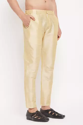 Gold Silk Blend Pant Style Pyjama