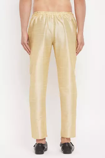 Gold Silk Blend Pant Style Pyjama