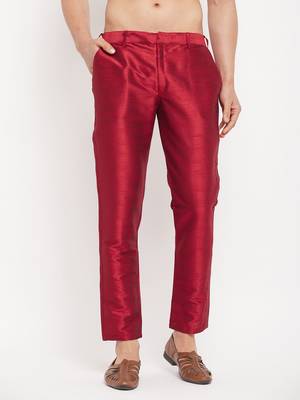 Maroon Silk Blend Pant Style Pyjama 1