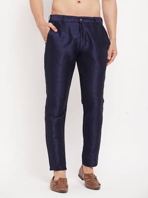 Navy Blue Silk Blend Pant Style Pyjama 1