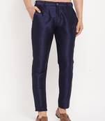 Navy Blue Silk Blend Pant Style Pyjama