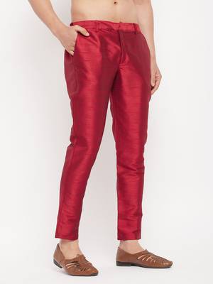 Maroon Silk Blend Pant Style Pyjama 2