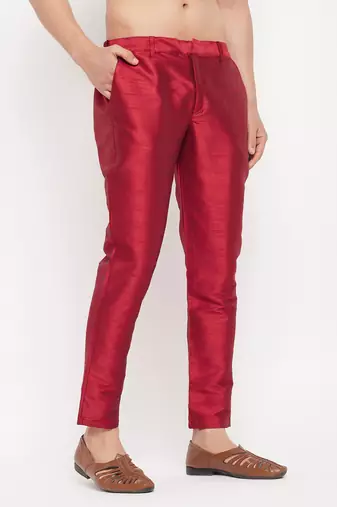 Maroon Silk Blend Pant Style Pyjama