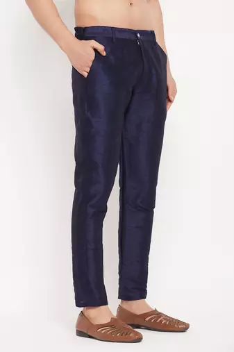 Navy Blue Silk Blend Pant Style Pyjama